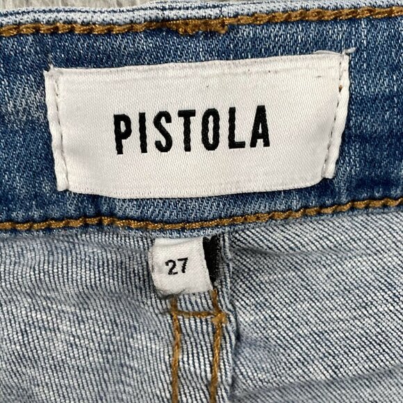 Pistola Jeans Womens 27 Arielle Skinny Scissor Cut Raw Hem Light Wash Denim - Picture 3 of 9
